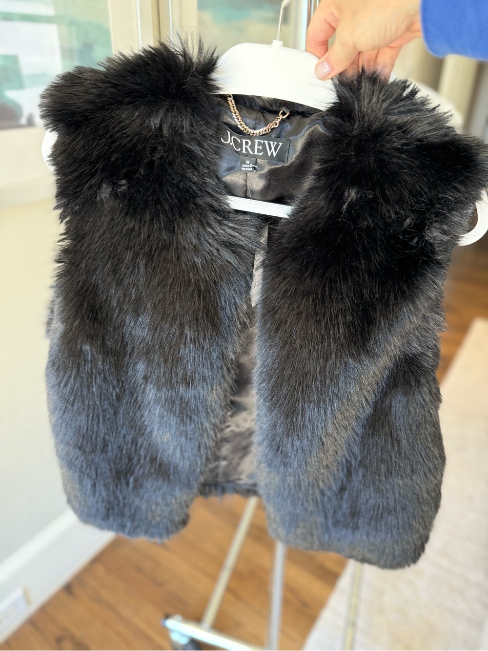 J. Crew Black Faux Fur Vest